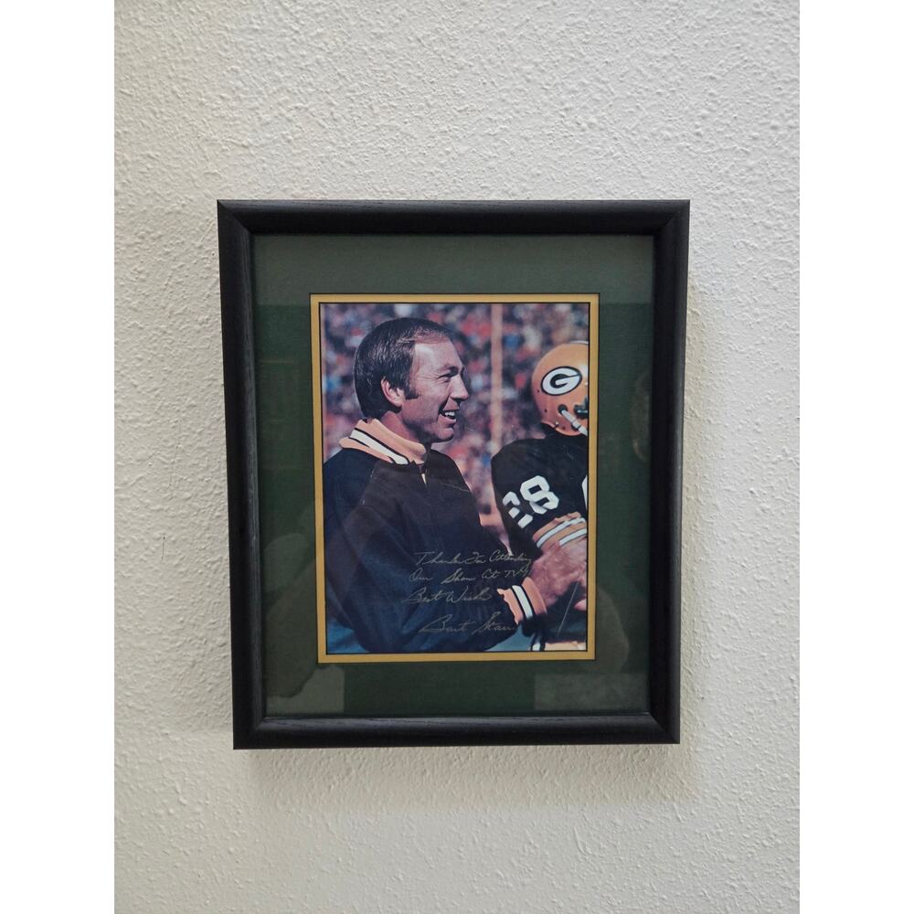 Bart Starr Signed Photo 15.5x13" Framed Green Bay Packers Coach Autograph No COA